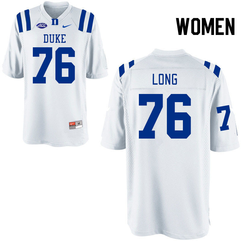 Women #76 Jake Long Duke Blue Devils College Football Jerseys Stitched Sale-White